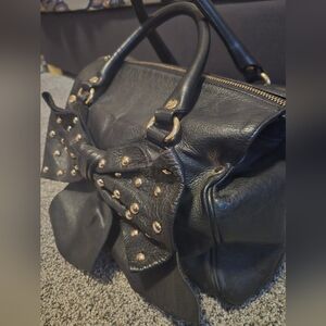 RED Valentino Black Studded Bow Handbag